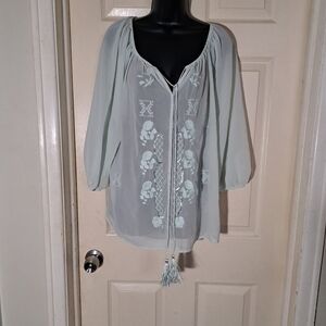 Cal style sheer blouse size large